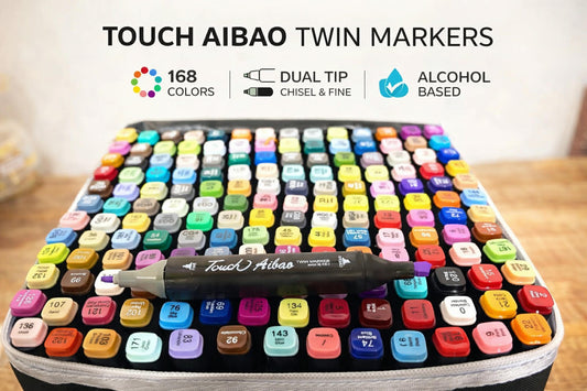 Touch Aibao 168 Alcohol Markers Set – Dual Tip (Fine & Chisel) – Vibrant Colors